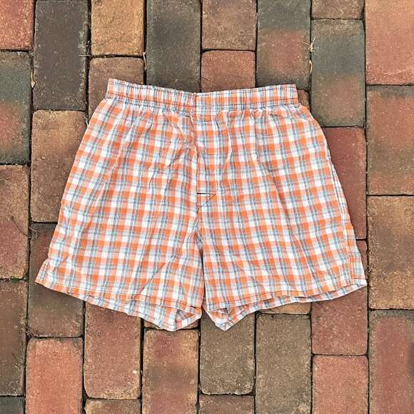 Orange and White Hanes Tagless Plaid Boxers - Picture 6 of 9